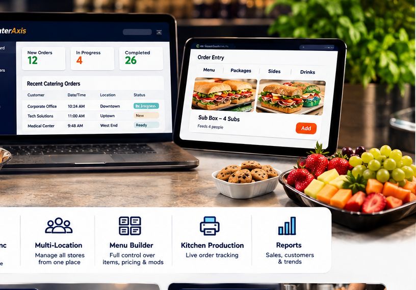 Catering food and CaterAxis software visualization